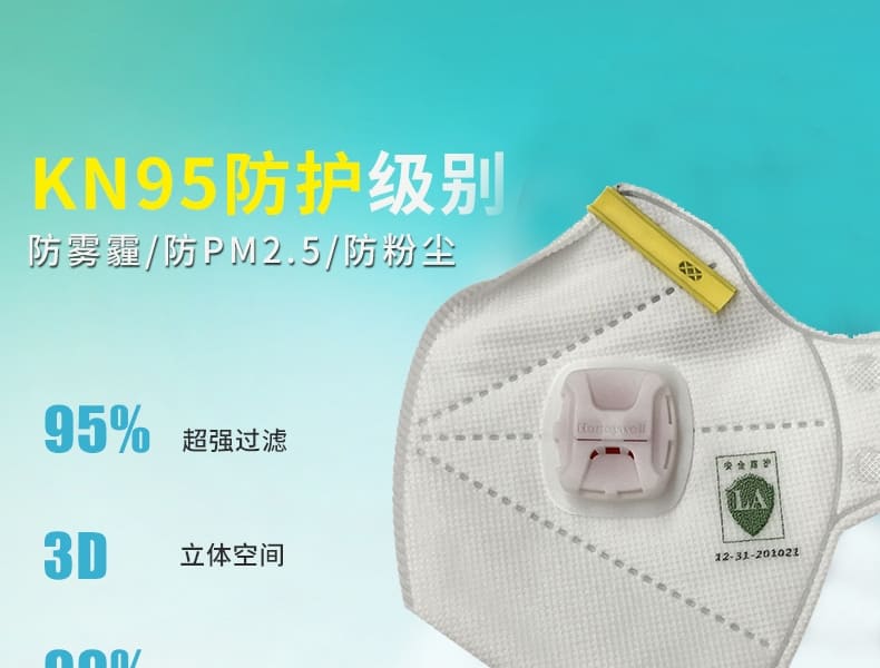 霍尼韦尔（Honeywell） H901V KN95 折叠式口罩 (耳带式、带阀)